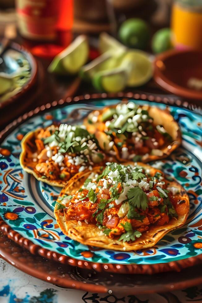 ai généré Frais fête une coloré mexicain recette avec audacieux les saveurs photo