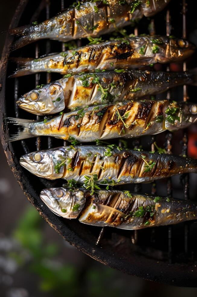 ai généré Portugais culinaire élégance sarriette recette sur populaire céramique photo