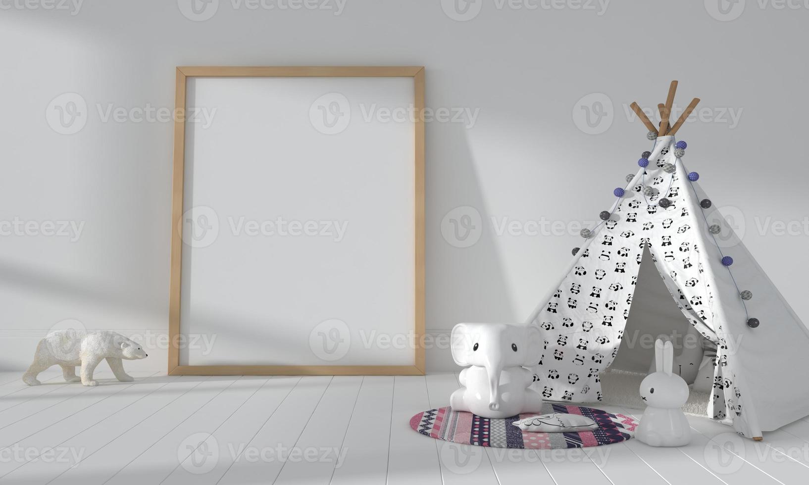 chambre d'enfants, maison de jeu, meubles pour enfants avec maquette de jouet et de cadre photo