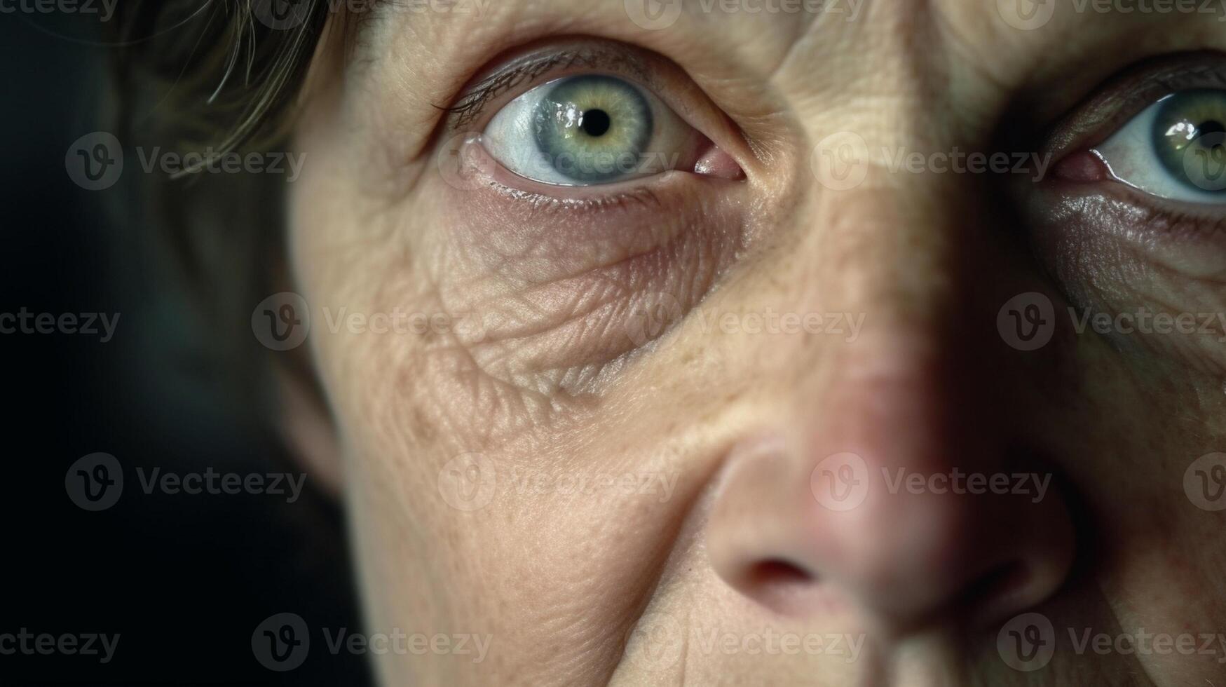 ai génératif âge moyen les femmes yeux elle est à la recherche à le caméra avec une Profond Regardez photo