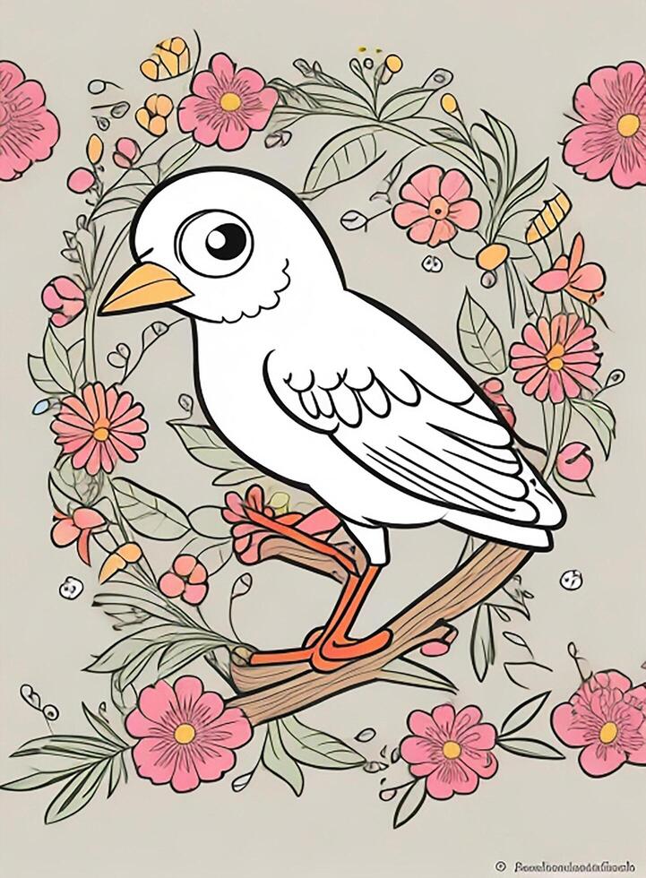 mignonne oiseau pour des gamins coloration page photo