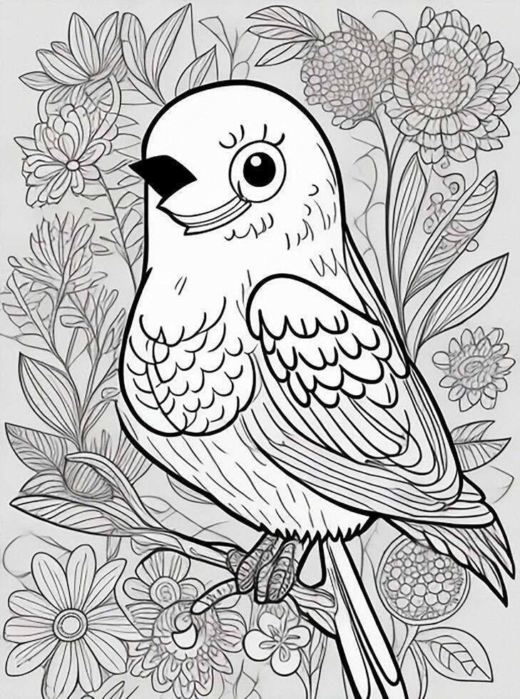 mignonne oiseau pour des gamins coloration page photo