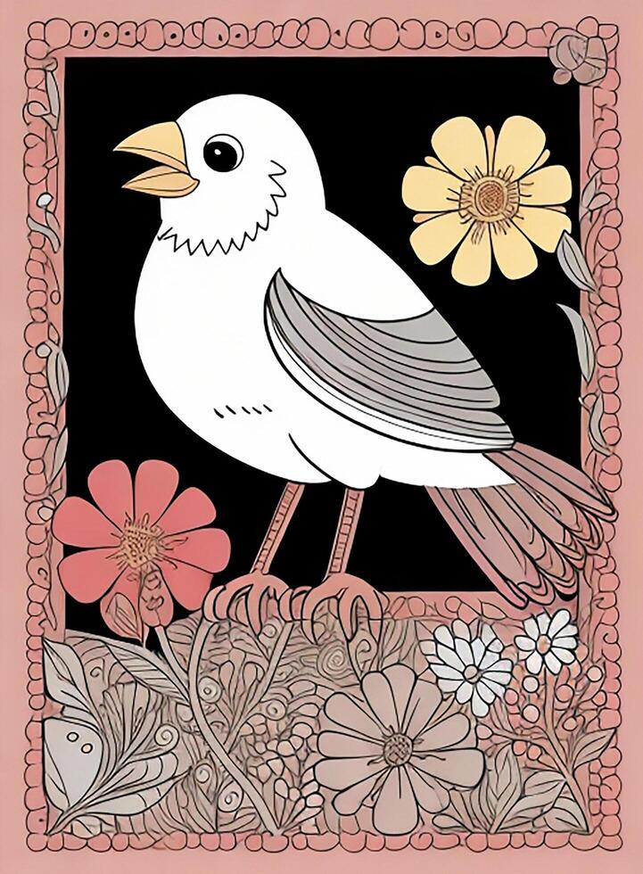 mignonne oiseau pour des gamins coloration page photo