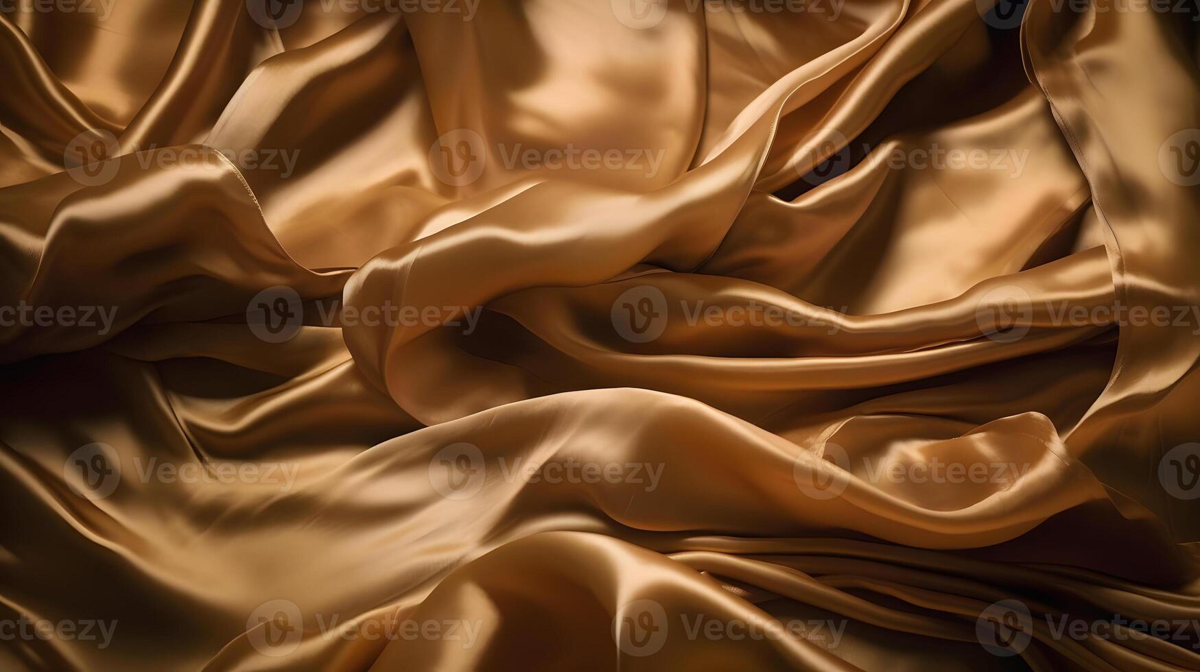 ai généré de couleur dorée soie surface avec plis. abstrait arrière-plan, neural réseau généré image photo