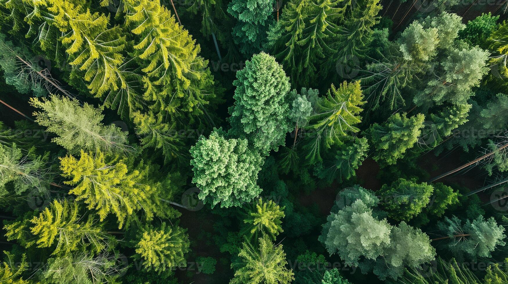 ai généré aérien Haut vue vert forêt et vert des arbres dans rural Altaï, ai généré. photo