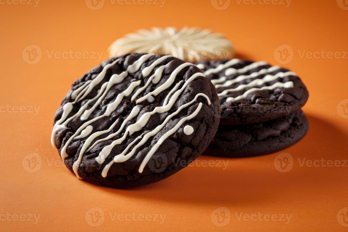 ai généré noir biscuits avec blanc glaçage photo