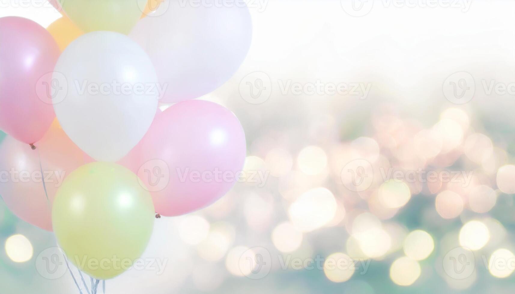 ai généré coloré des ballons décoration, fête fête concept photo