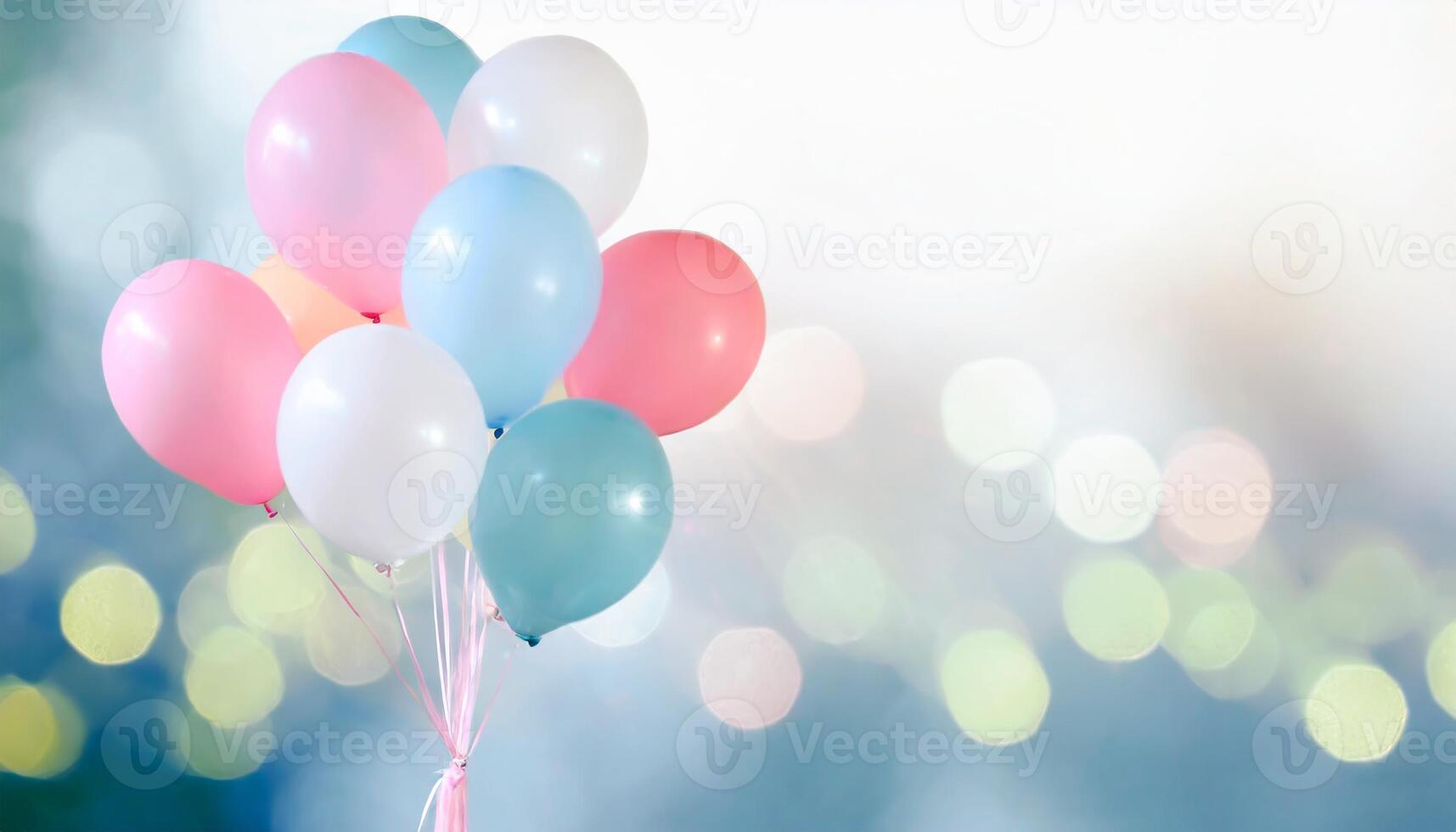 ai généré coloré des ballons décoration, fête fête concept photo