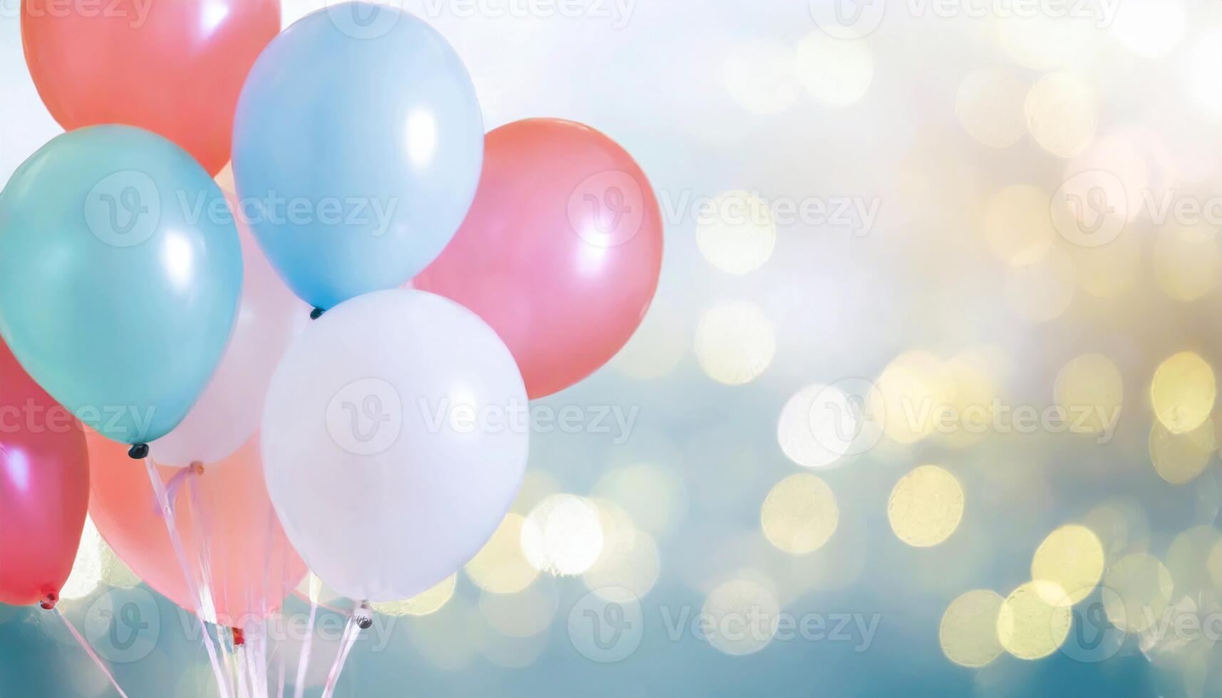 ai généré coloré des ballons décoration, fête fête concept photo