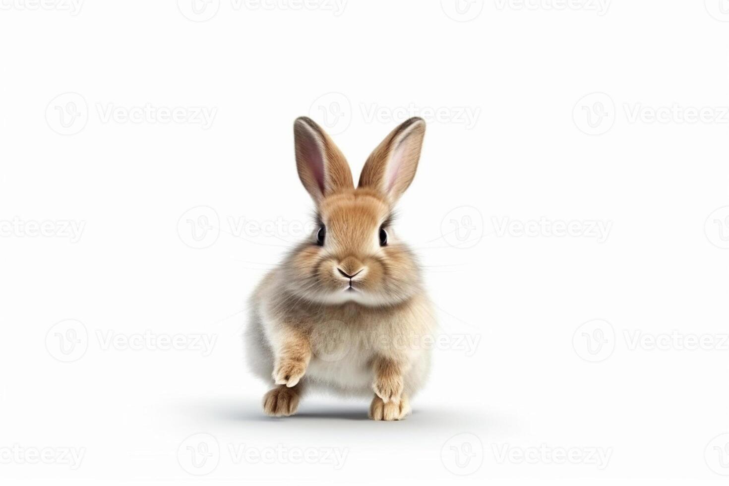 ai généré mignonne lapin animal de façon réaliste. blanc Contexte photo