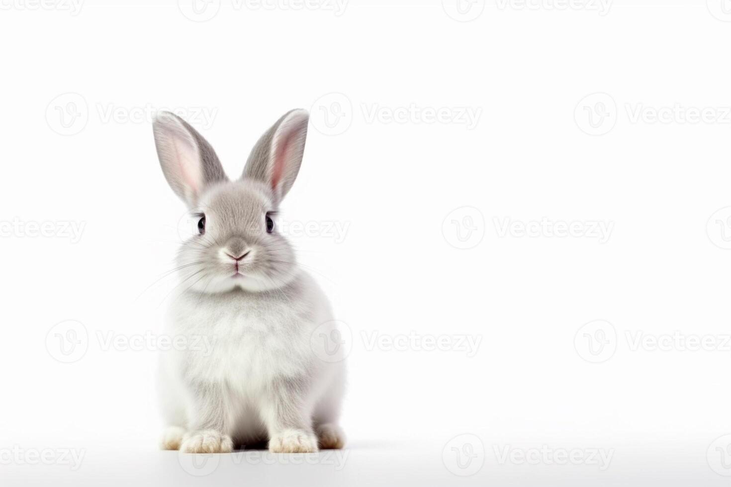 ai généré mignonne lapin animal de façon réaliste. blanc Contexte photo