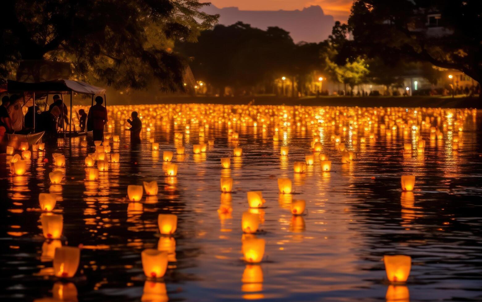 ai généré Thaïlande Festival loy Krathong. ai génératif photo