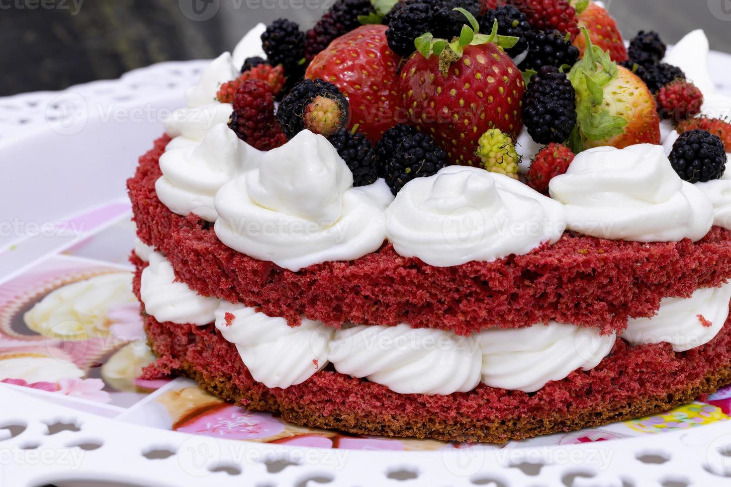 gâteau aux fraises sucré photo