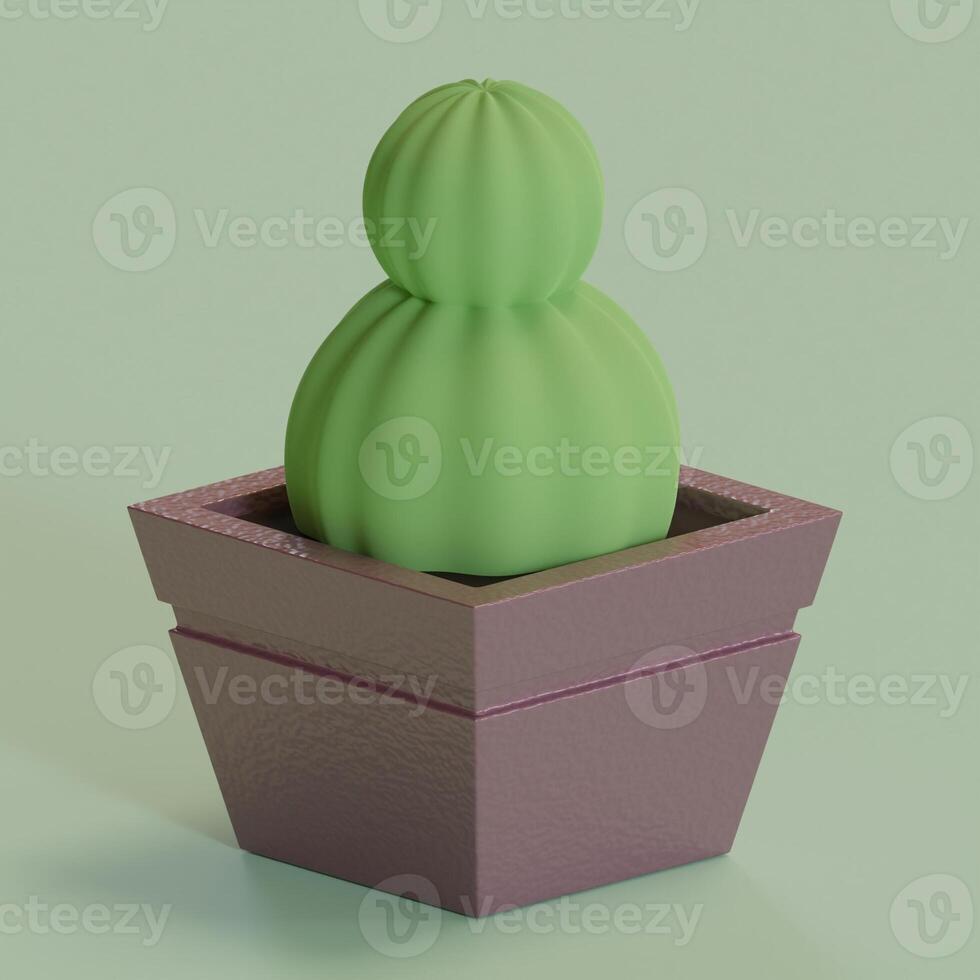 3d rendu cactus dans violet pot parfait pour conception projet photo