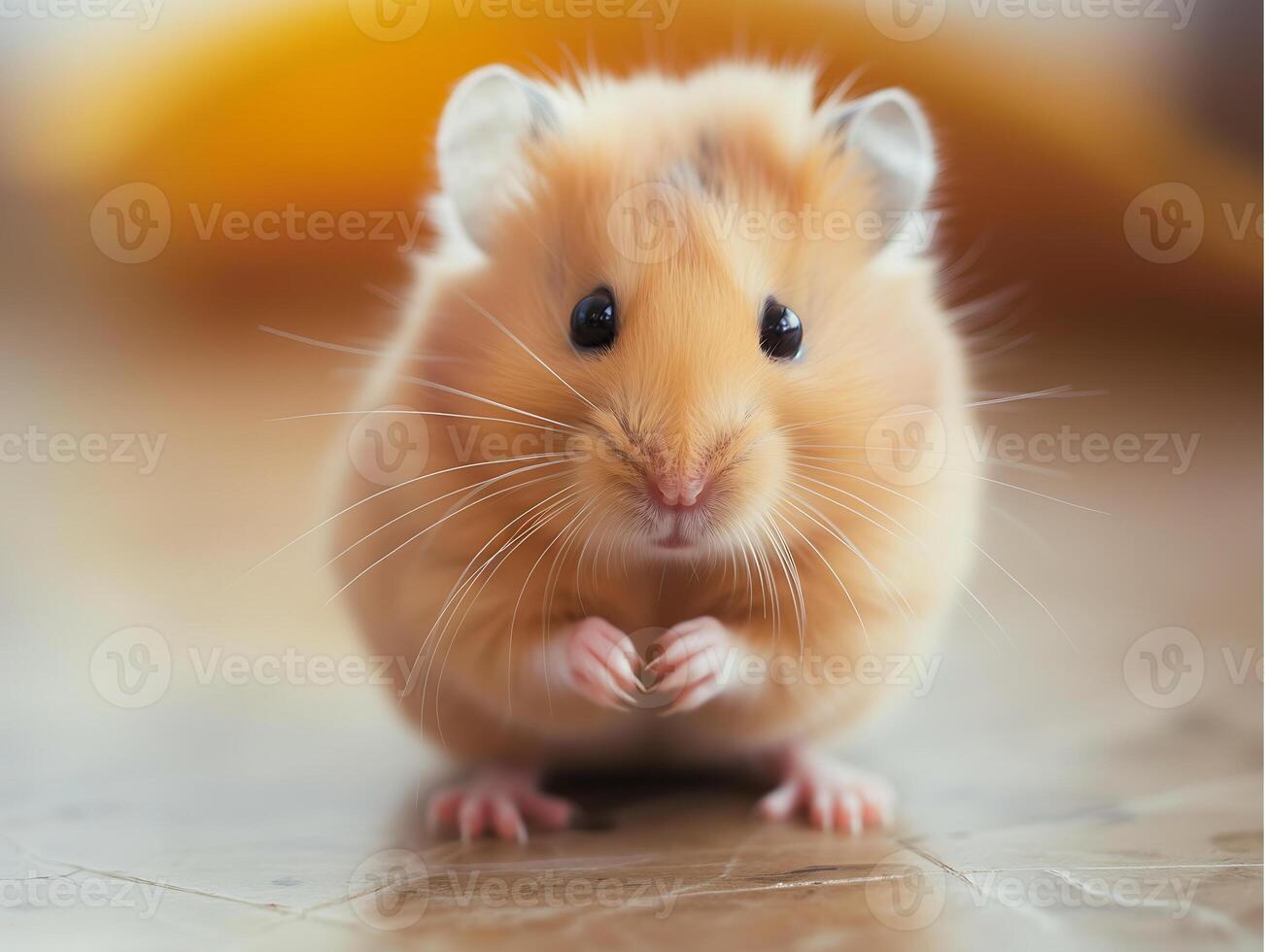 ai généré mignonne et Orange hamster sur blanc Contexte. photo
