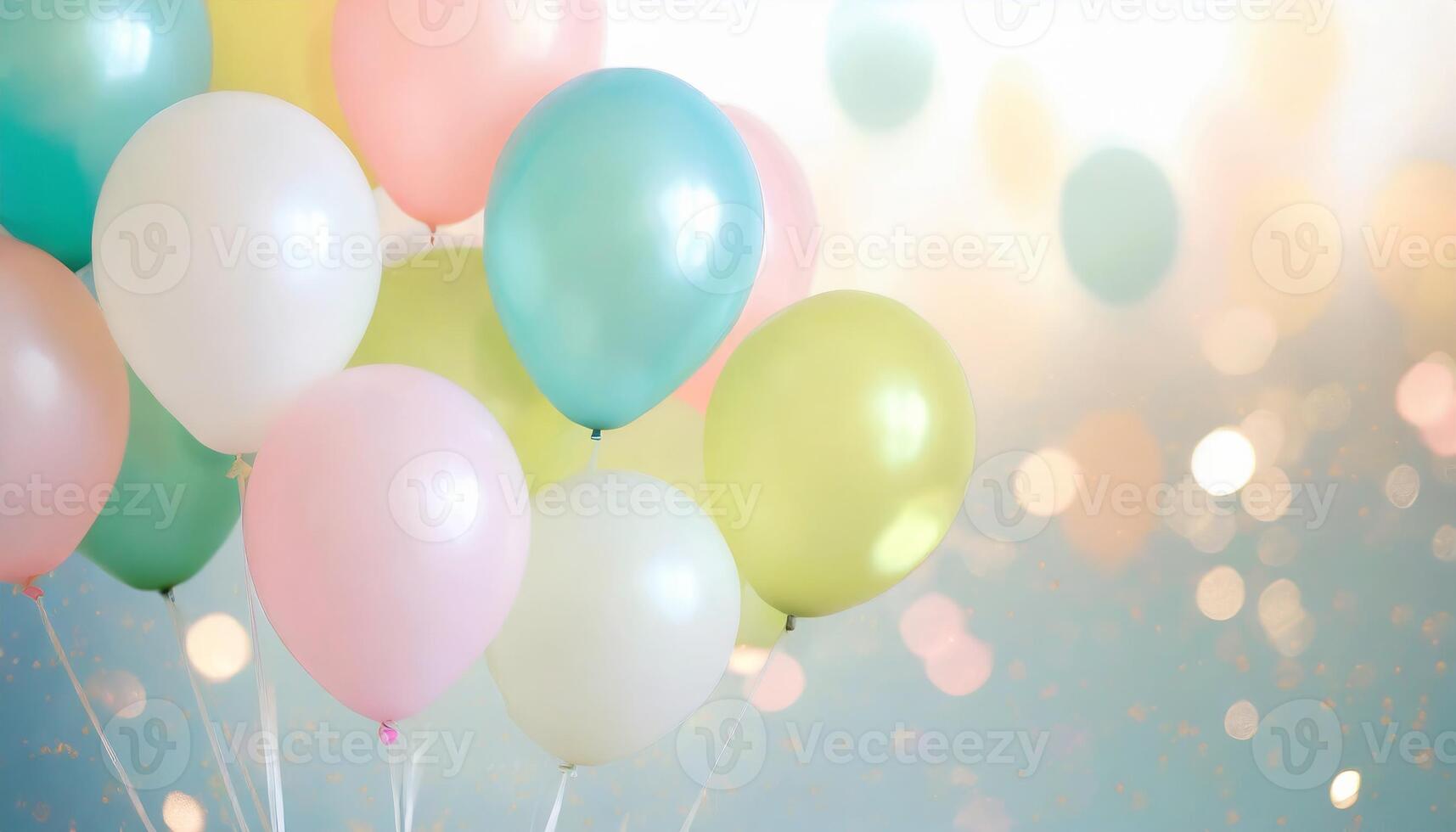 ai généré coloré des ballons décoration, fête fête concept photo