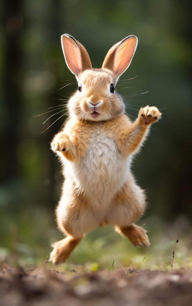 ai généré houblonné des moments avec une curieuse lapin photo