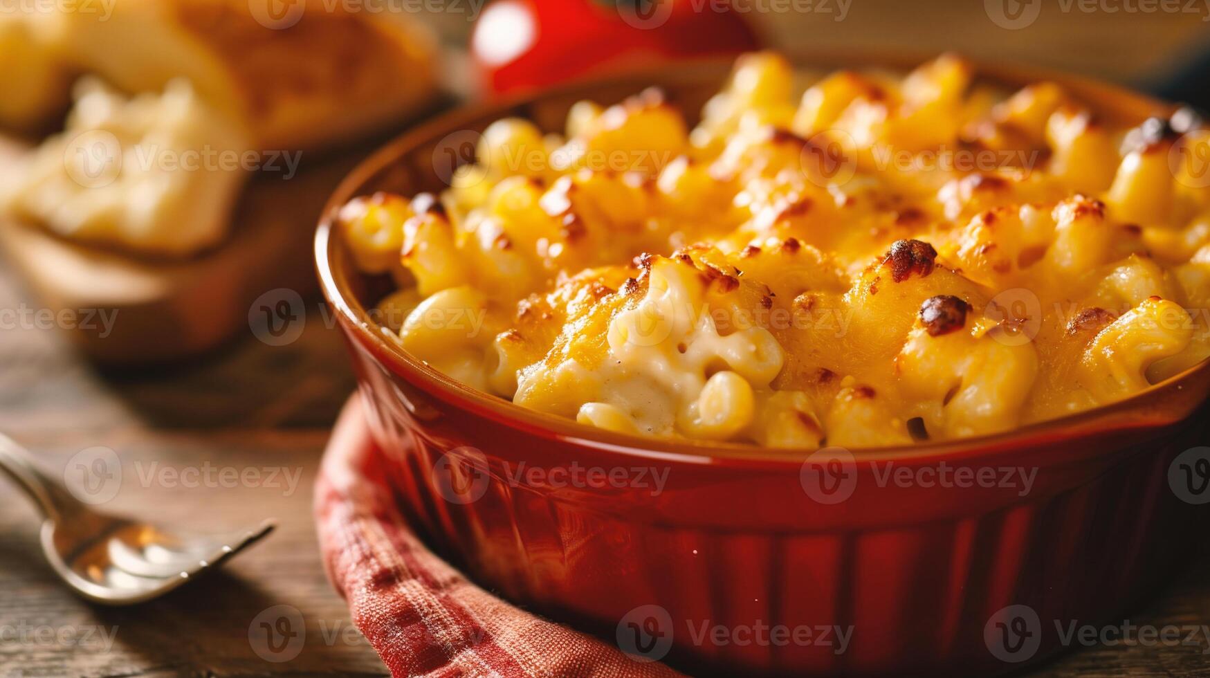 ai généré macaroni et fromage avec épices dans une bol fermer photo