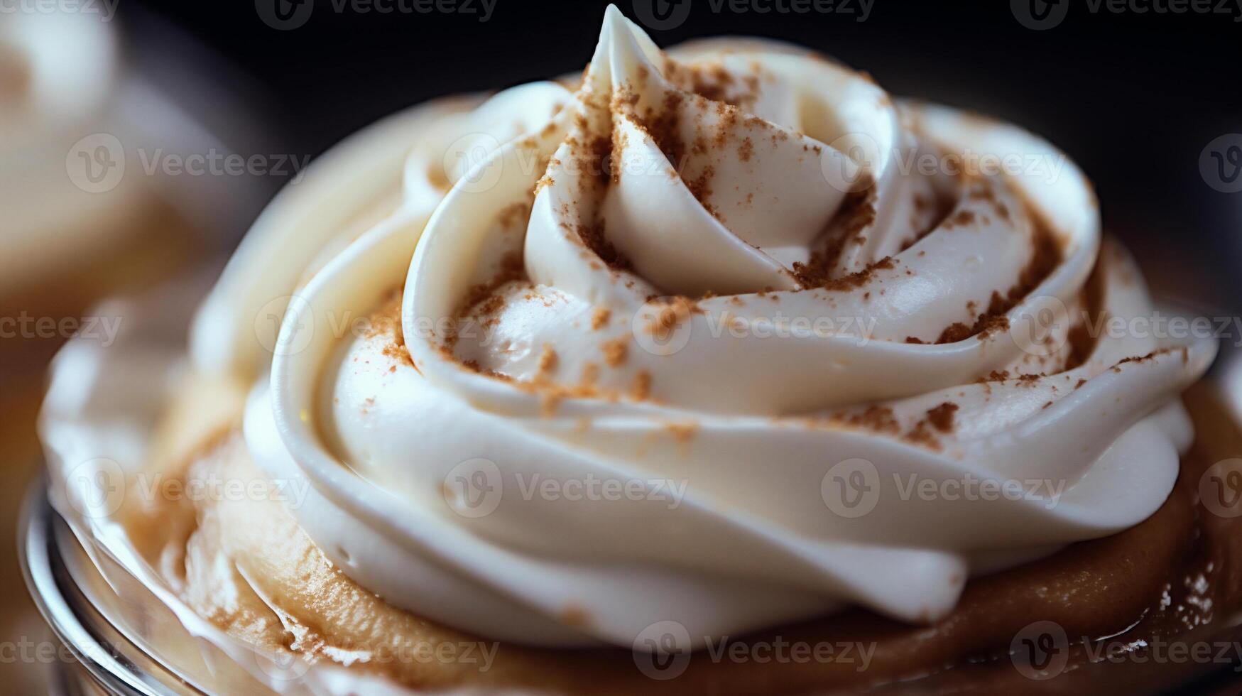 ai généré fermer de une tasse de fouetté crème sur le Haut photo