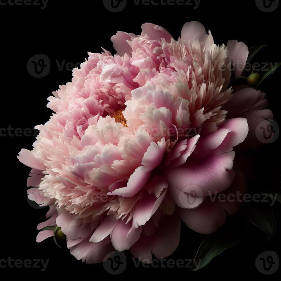 ai généré paeonia isolé sur noir Contexte. fleurs et les plantes dans printemps. photo