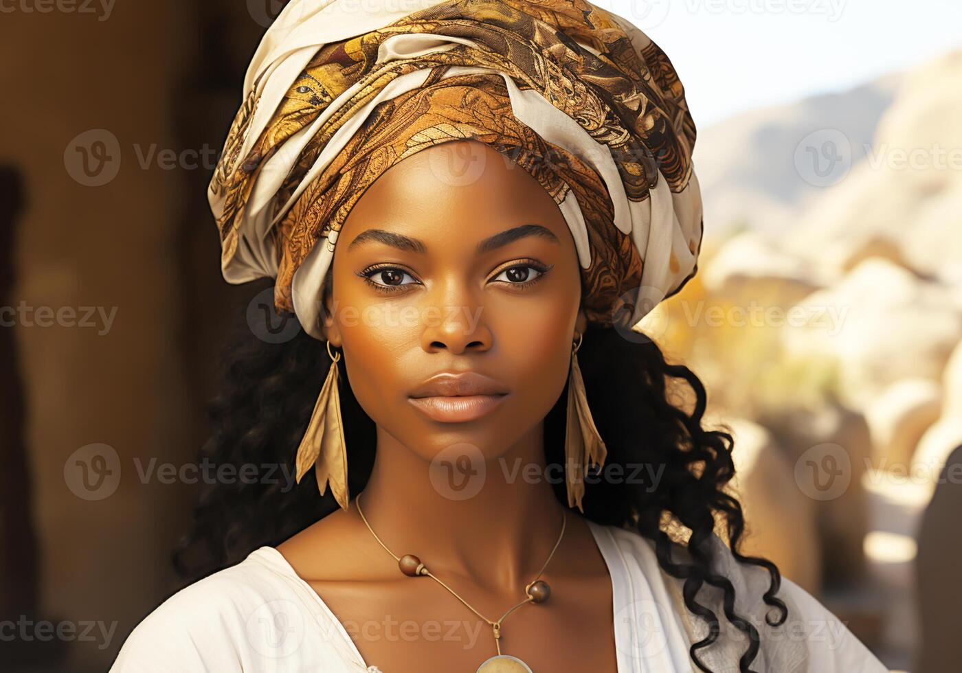 ai généré femme dans traditionnel vêtements et foulard. femme journée. tradition et culture photo