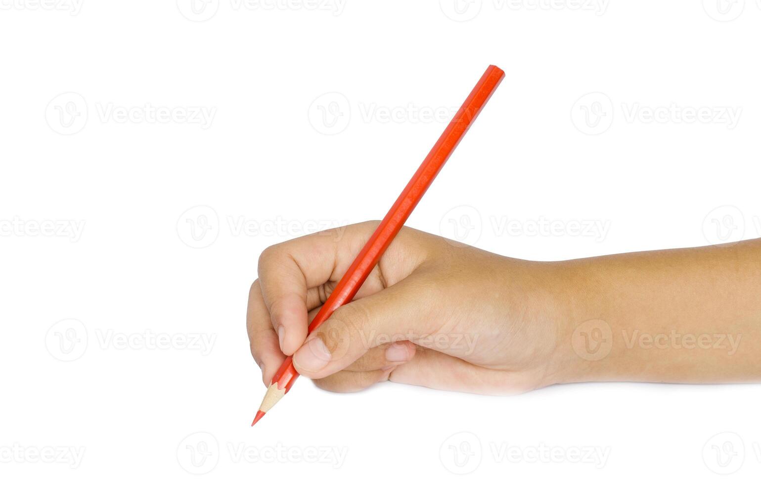femme main avec Couleur crayon sur une blanc Contexte photo