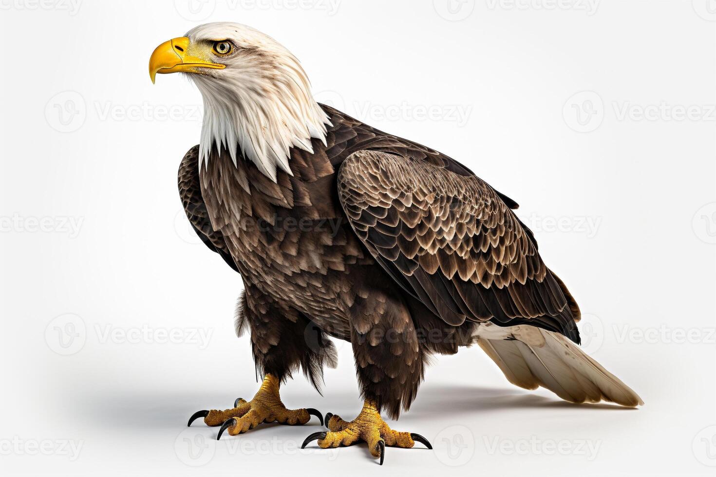 ai généré chauve Aigle dans blanc backgrpund photo