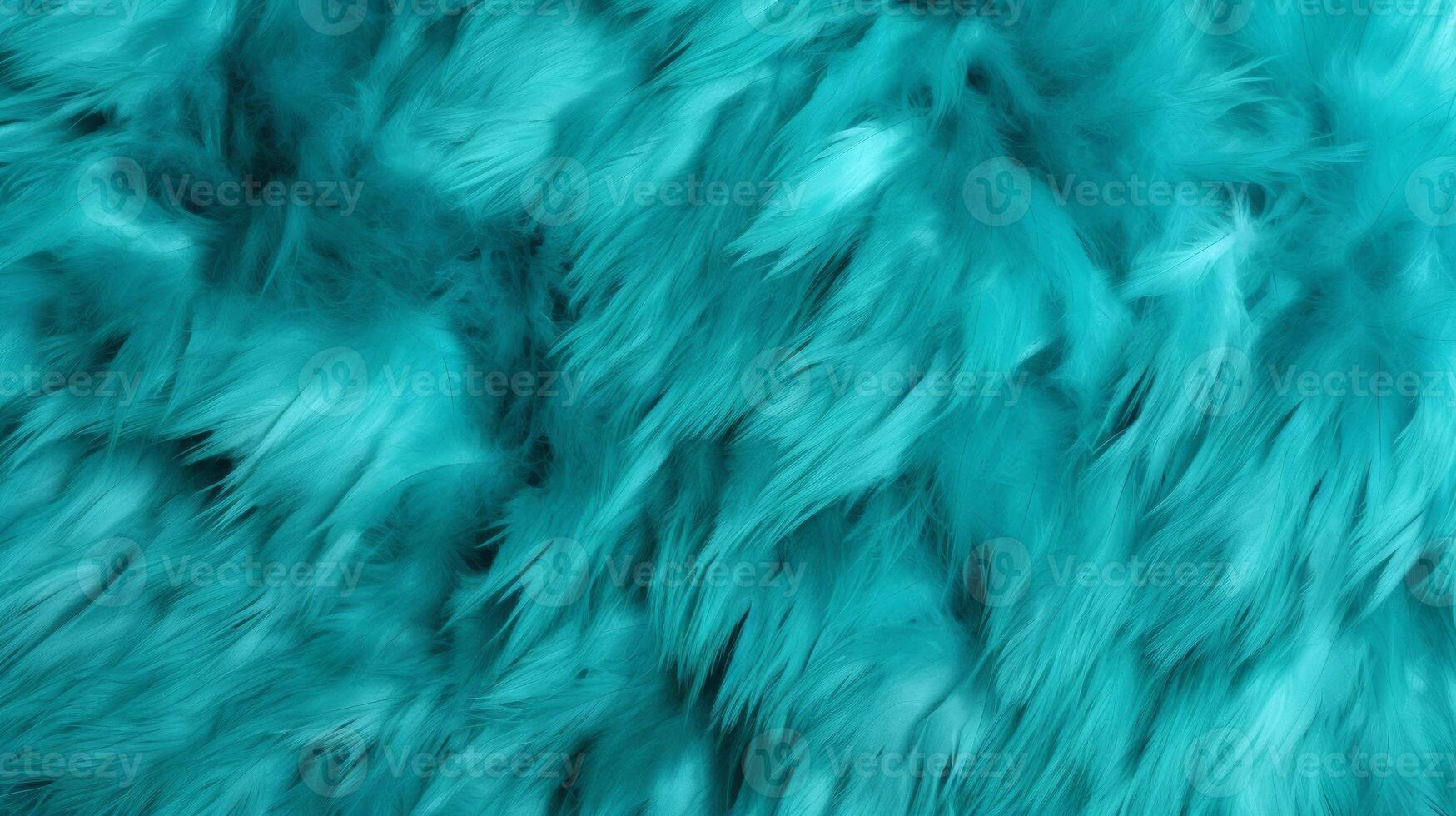 ai généré proche en haut de une vibrant bleu fourrure texture avec divers nuances de turquoise. teint animal fourrure. concept est douceur, confort et luxe. pouvez être utilisé comme arrière-plan, mode, textile photo