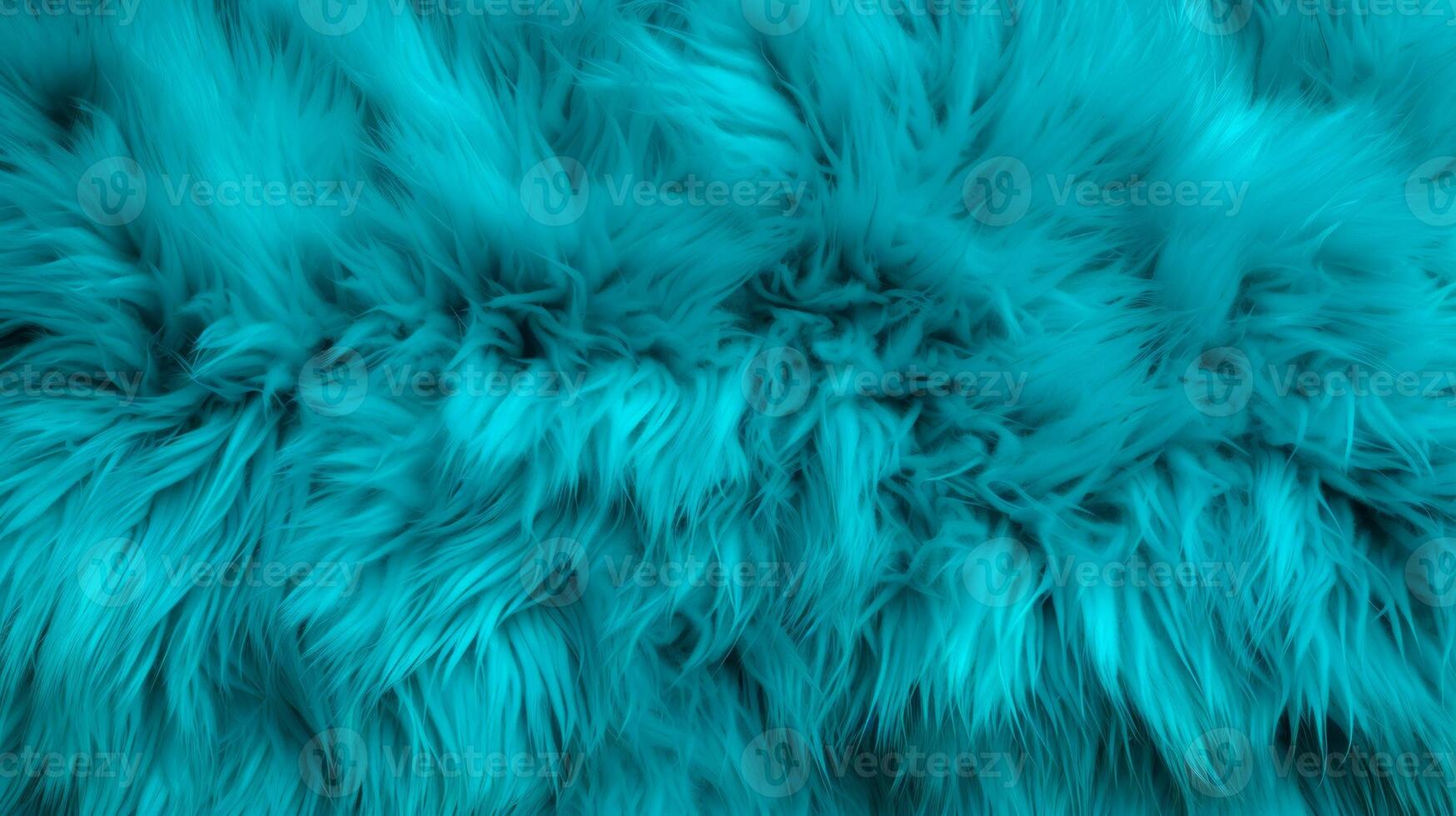 ai généré proche en haut de vibrant bleu fourrure texture avec divers nuances de turquoise. teint animal fourrure. concept est douceur, confort et luxe. pouvez être utilisé comme arrière-plan, mode, textile, photo