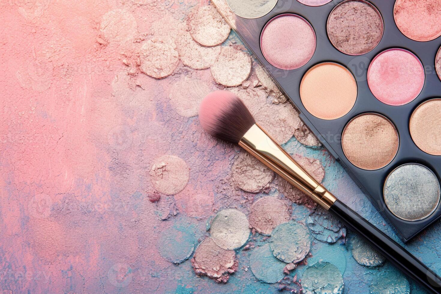 ai généré professionnel multicolore œil ombre maquillage palette. cosmétique des produits. génératif ai photo