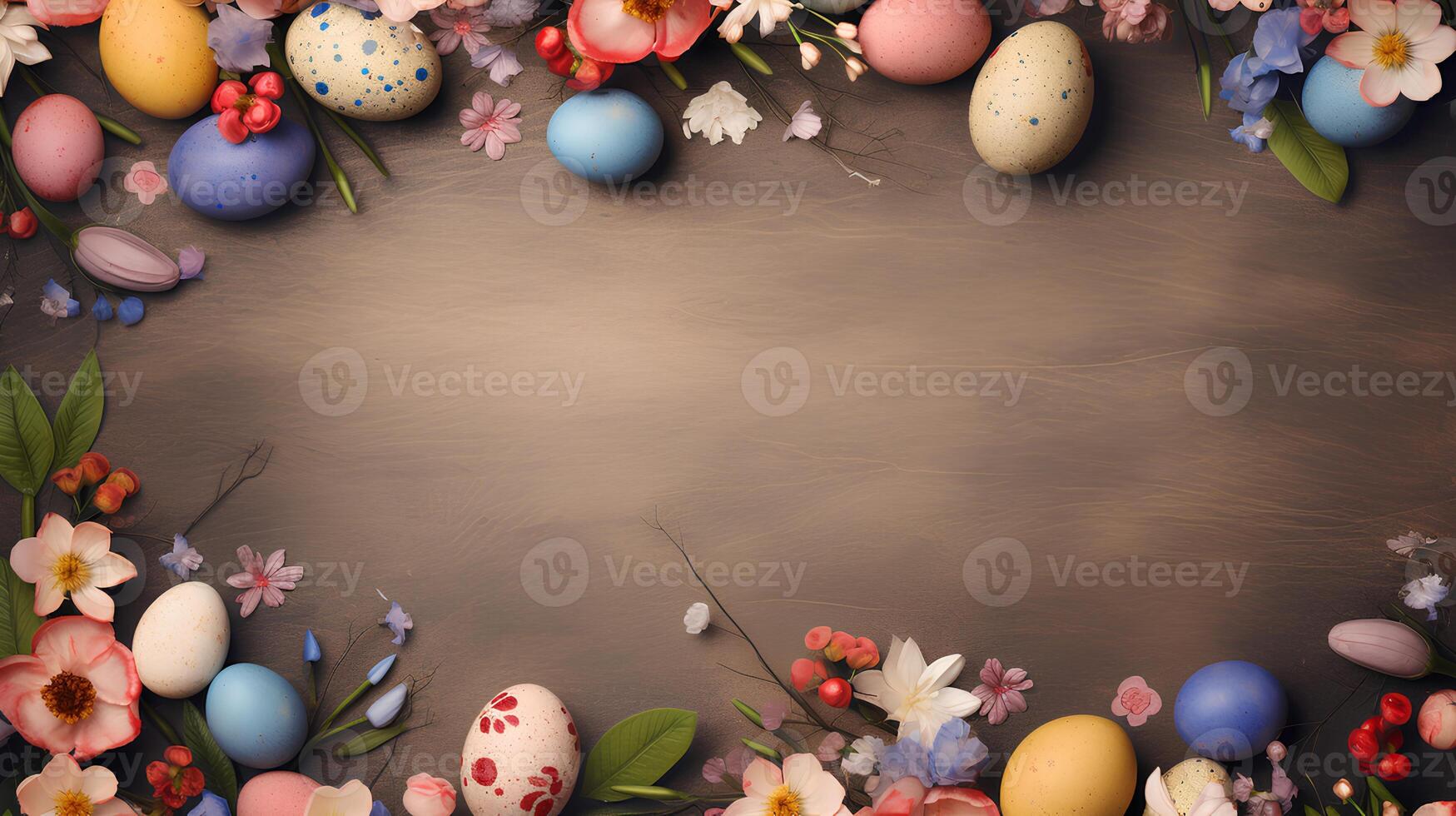 ai généré sfondo colorier di pasqua con uova e spazio vuoto photo