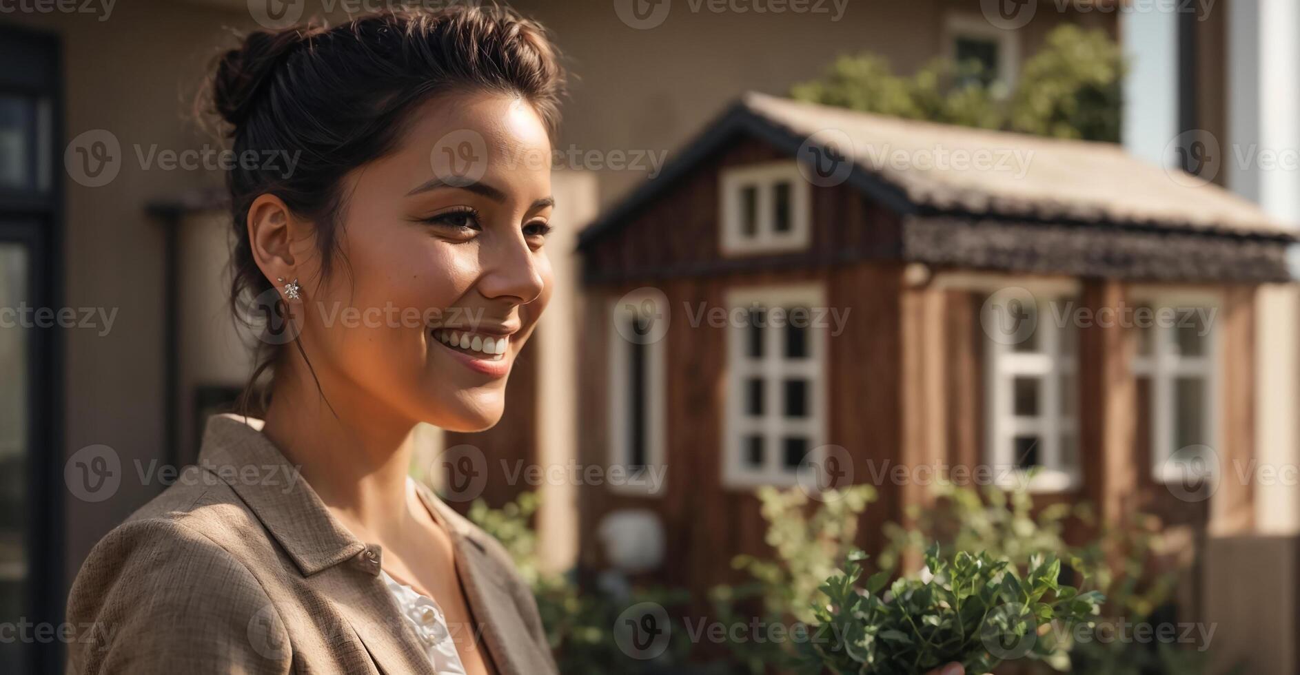 ai généré fille, agent immobilier portrait photo