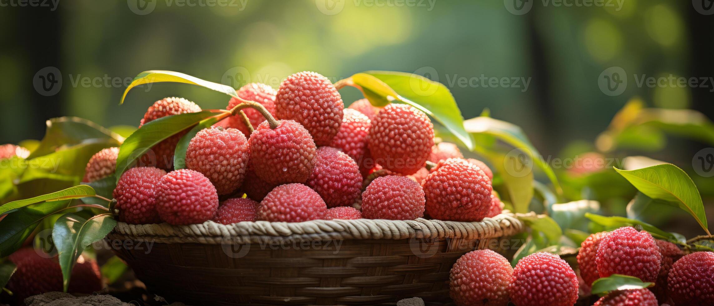 ai généré fermer de juteux litchi. photo