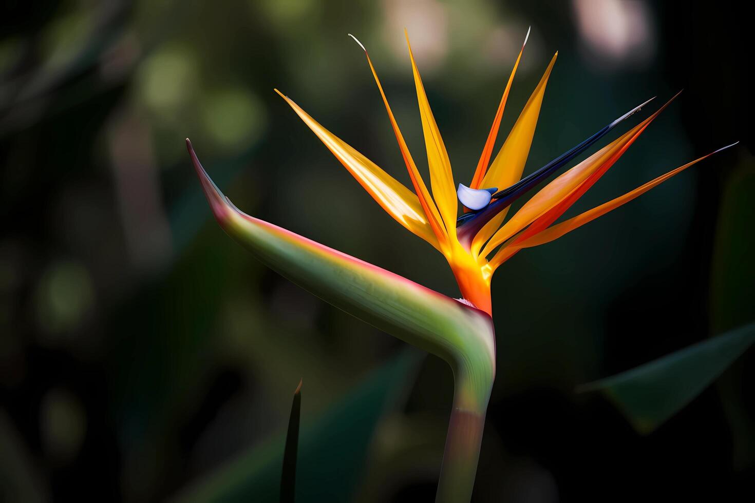 ai généré oiseau de paradis - strelitzia reginae - fleur originaire de à Sud Afrique - connu pour ses unique, semblable à un oiseau forme et vibrant couleurs. une symbole de liberté et magnificence photo