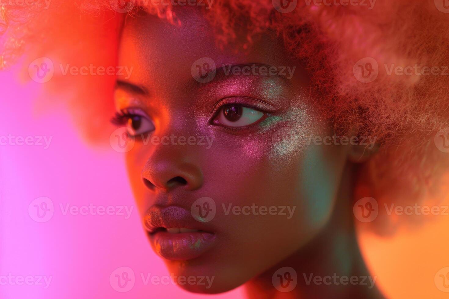 ai généré portrait de un africain fille dans fermer photo