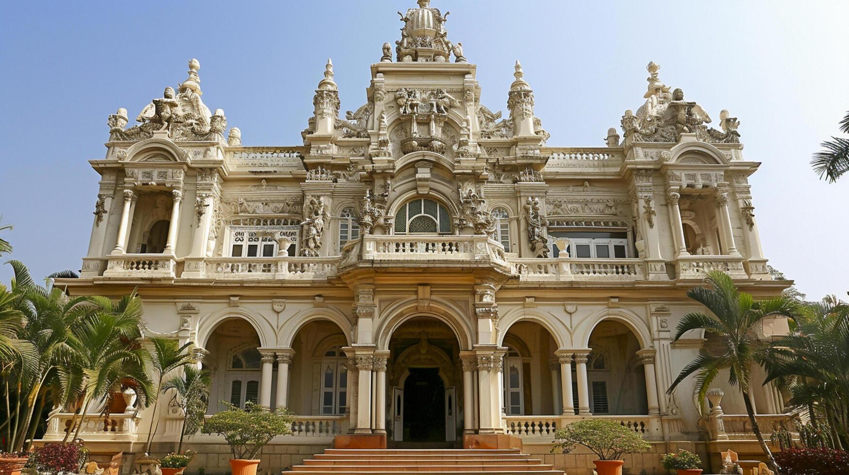 ai généré historique bâtiment complexe architectural est blanc et orné avec détaillé sculptures et statues ai généré photo