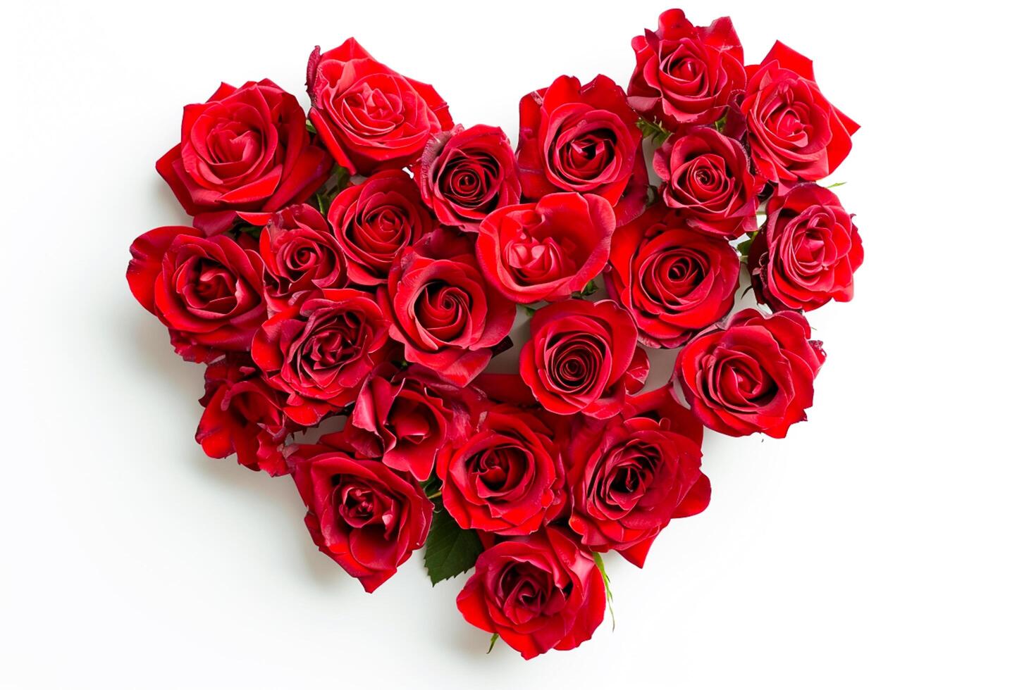 ai généré Stock photo rouge cœur fabriqué de rouge des roses isolé blanc Contexte ai généré