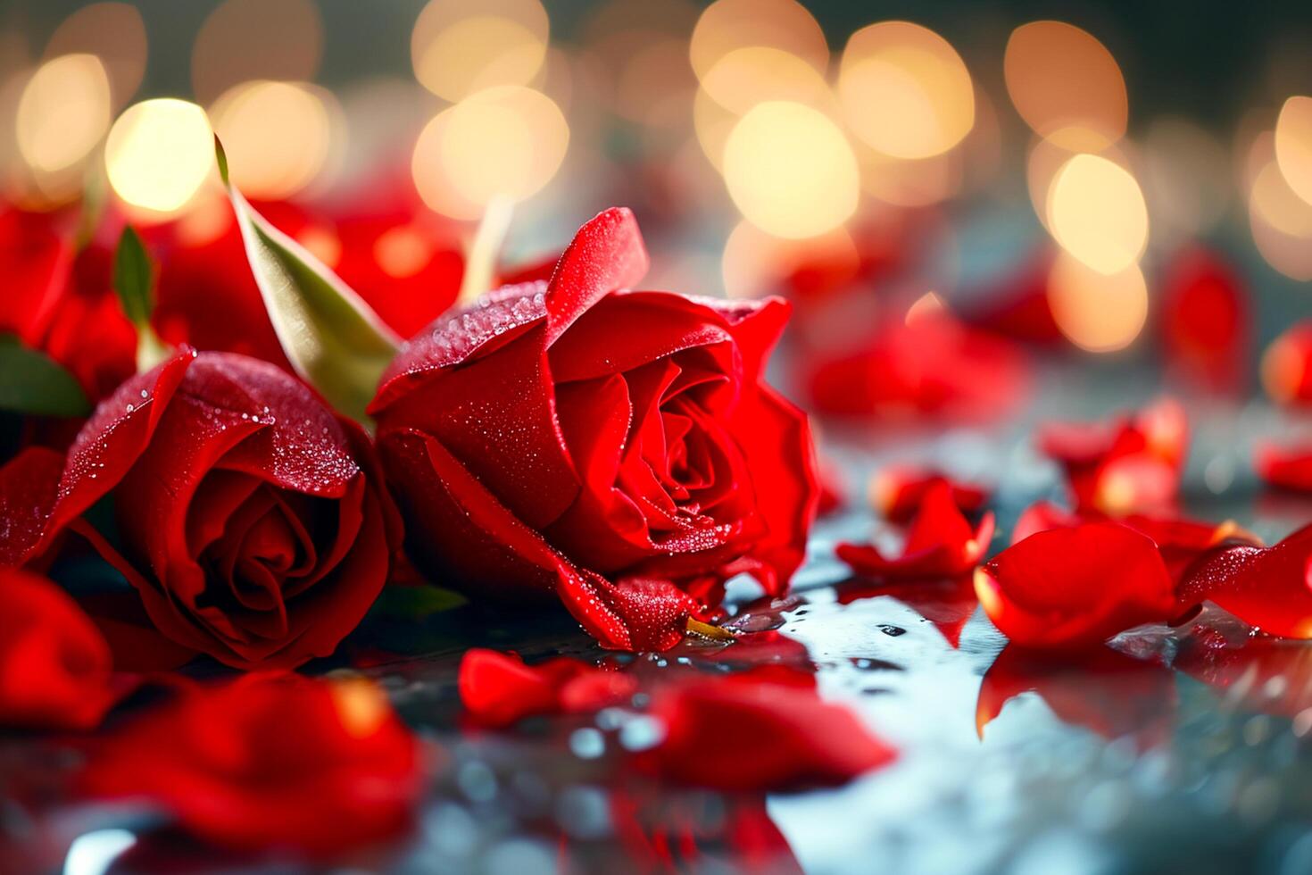 ai généré Stock photo et royalties image de rouge Rose Contexte romantique ai généré