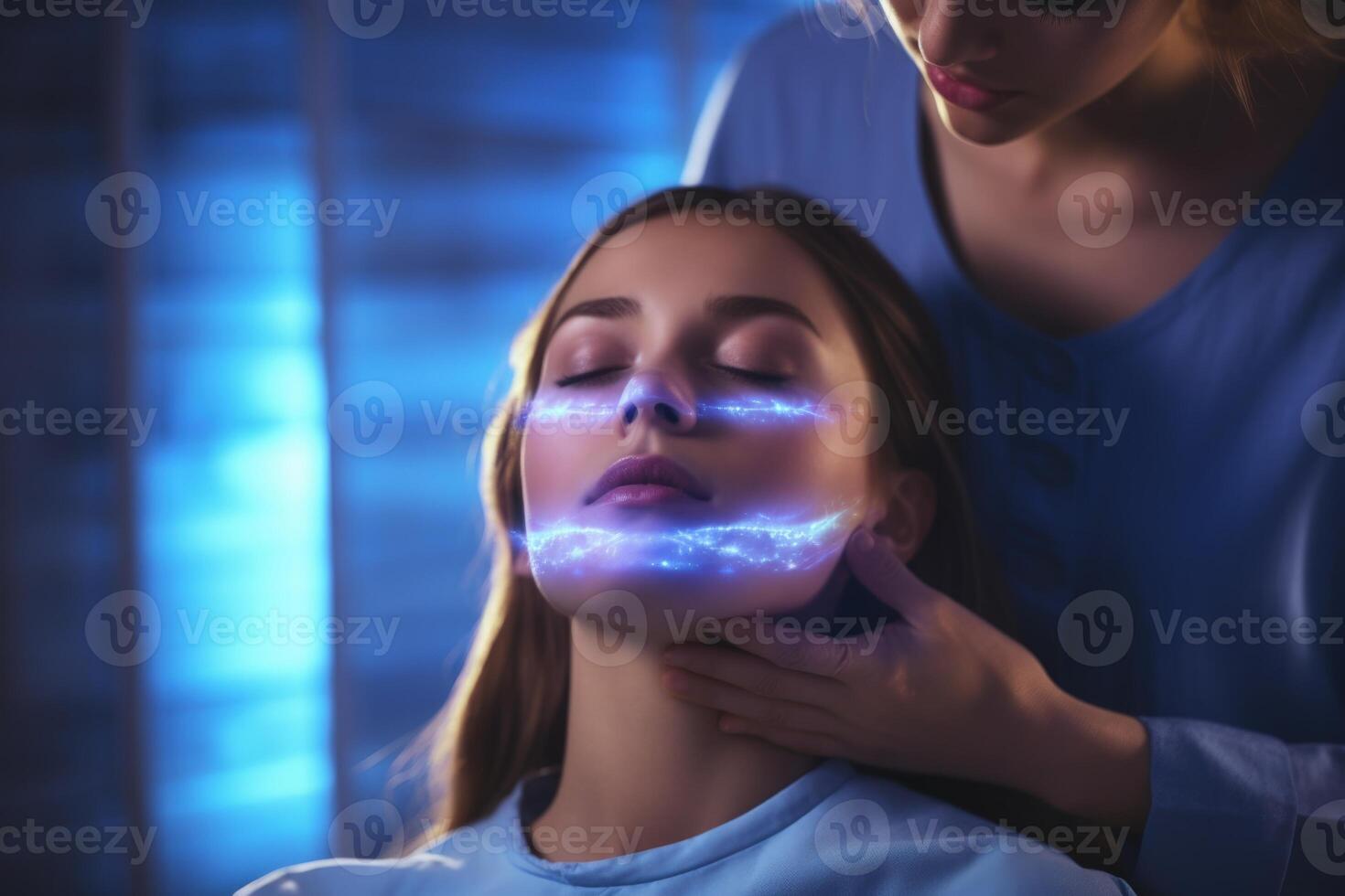 ai généré reiki praticien guérison adolescent les filles gorge chakras. photo