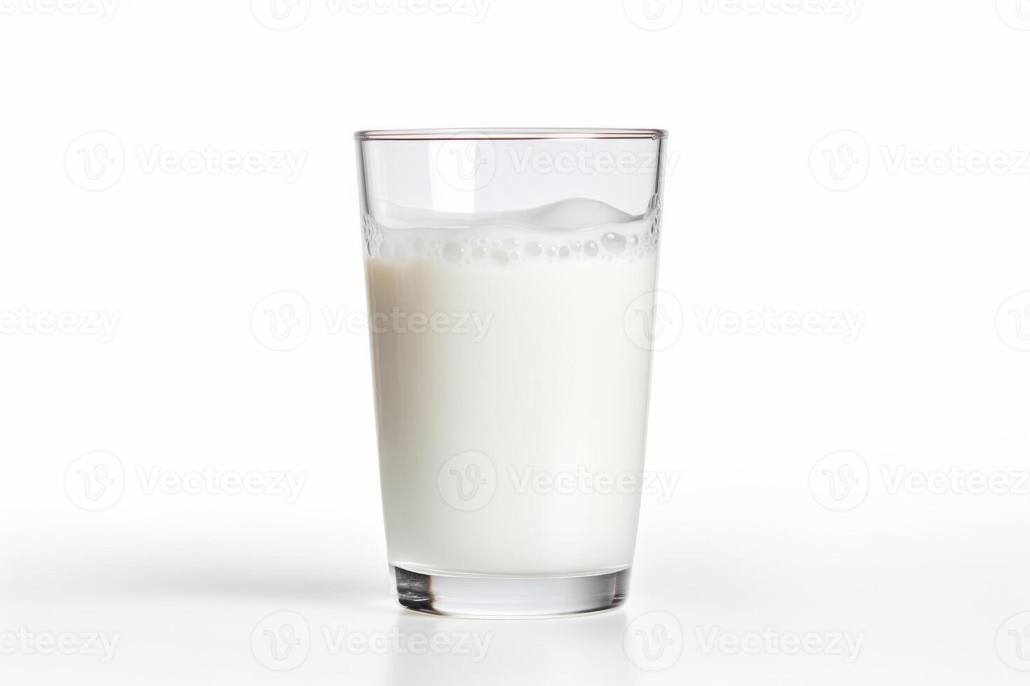 ai généré Lait versé dans verre sur blanc Contexte. photo