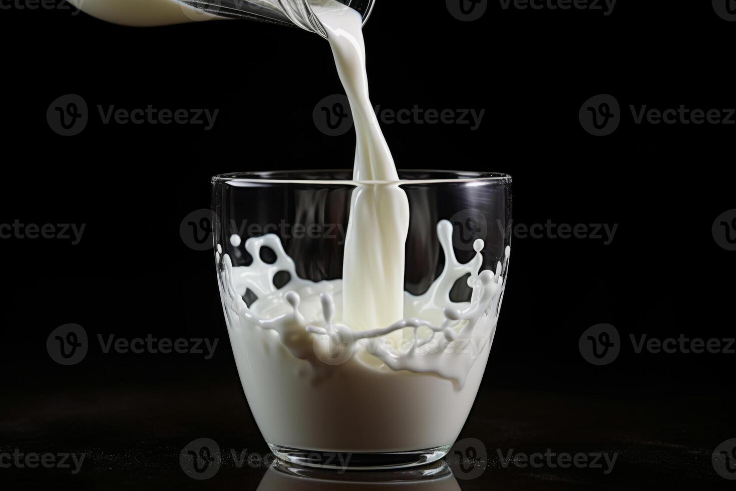 ai généré Lait versé dans verre photo