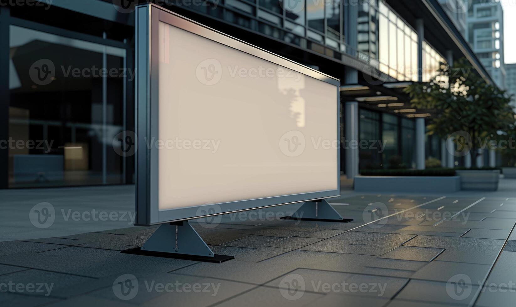 ai généré Vide rue panneau d'affichage sur ville rue. maquette de horizontal La publicité supporter dans le rue photo