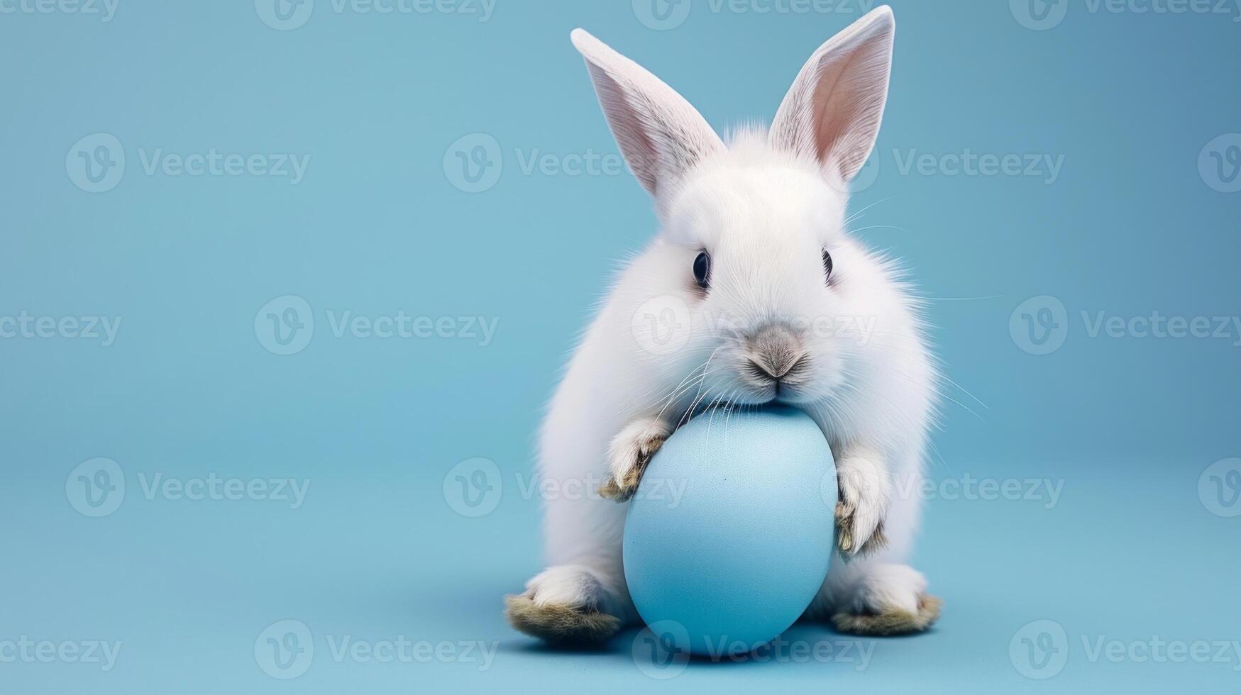 ai généré mignonne lapin et Célibataire Pâques œuf. concept et idée de content Pâques journée. photo