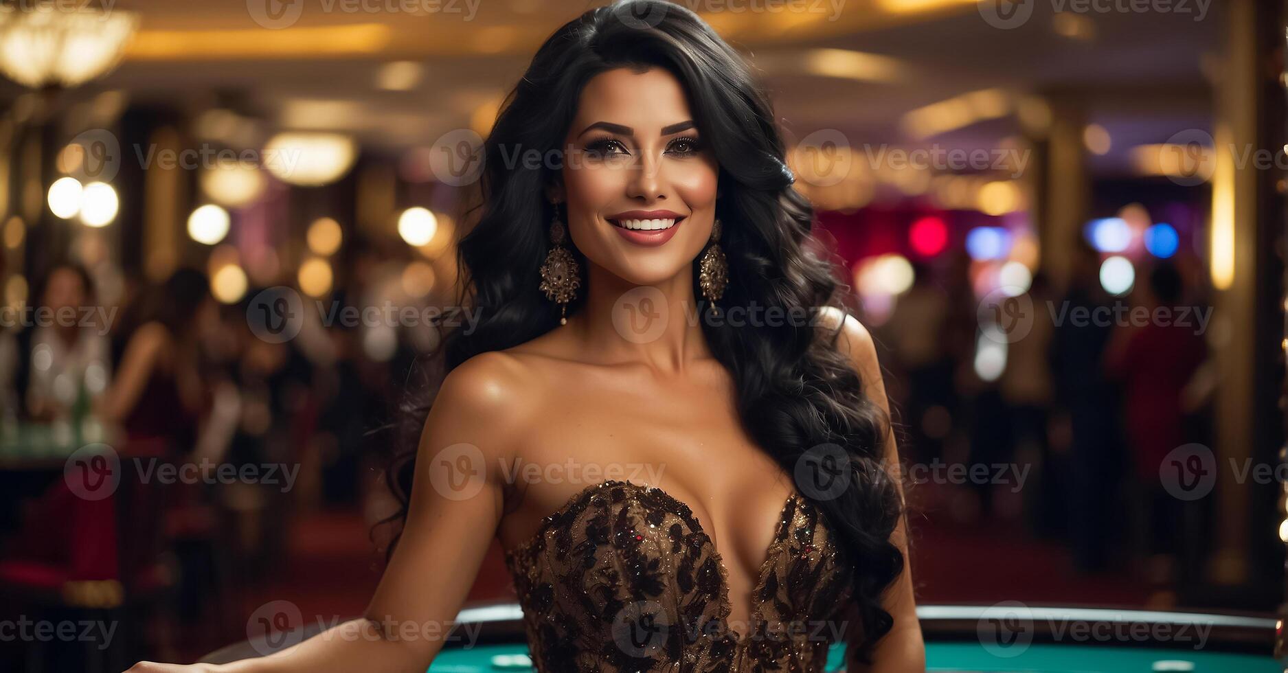 ai généré magnifique fille dans une casino photo