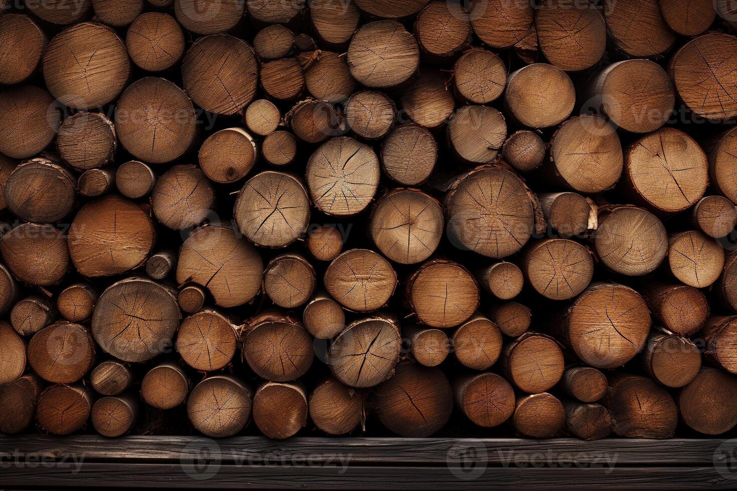 ai généré Contexte de beaucoup empilés Couper arbre journaux, Naturel en bois les troncs texture photo