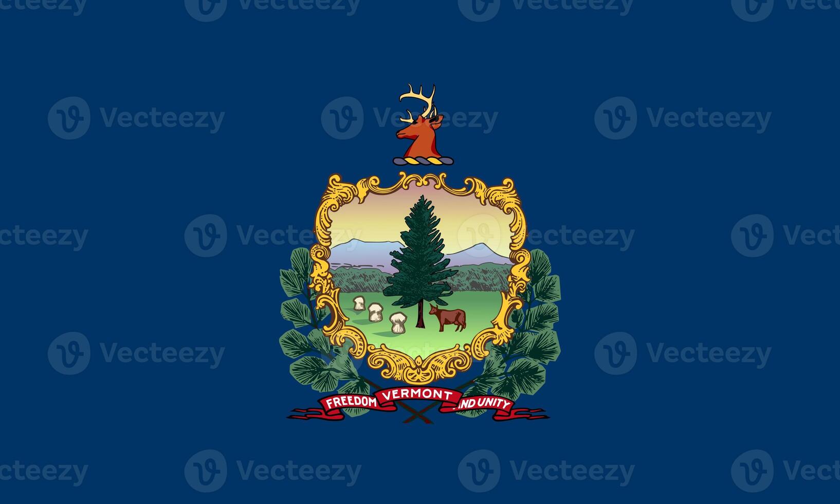 le officiel courant drapeau de Vermont Etats-Unis État. Etat drapeau de Vermont . illustration. photo