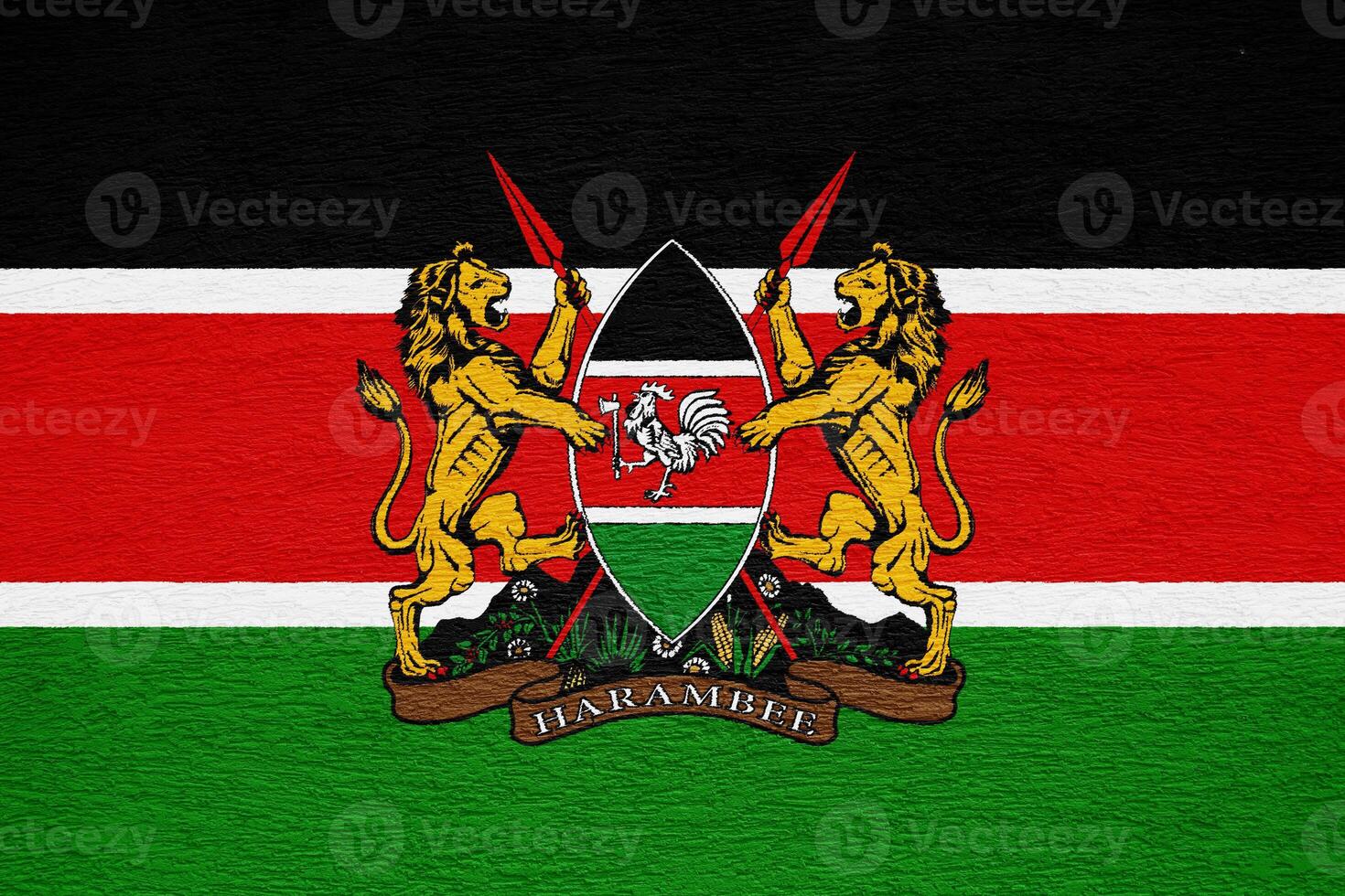 drapeau et manteau de bras de république de Kenya sur une texturé Contexte. concept collage. photo