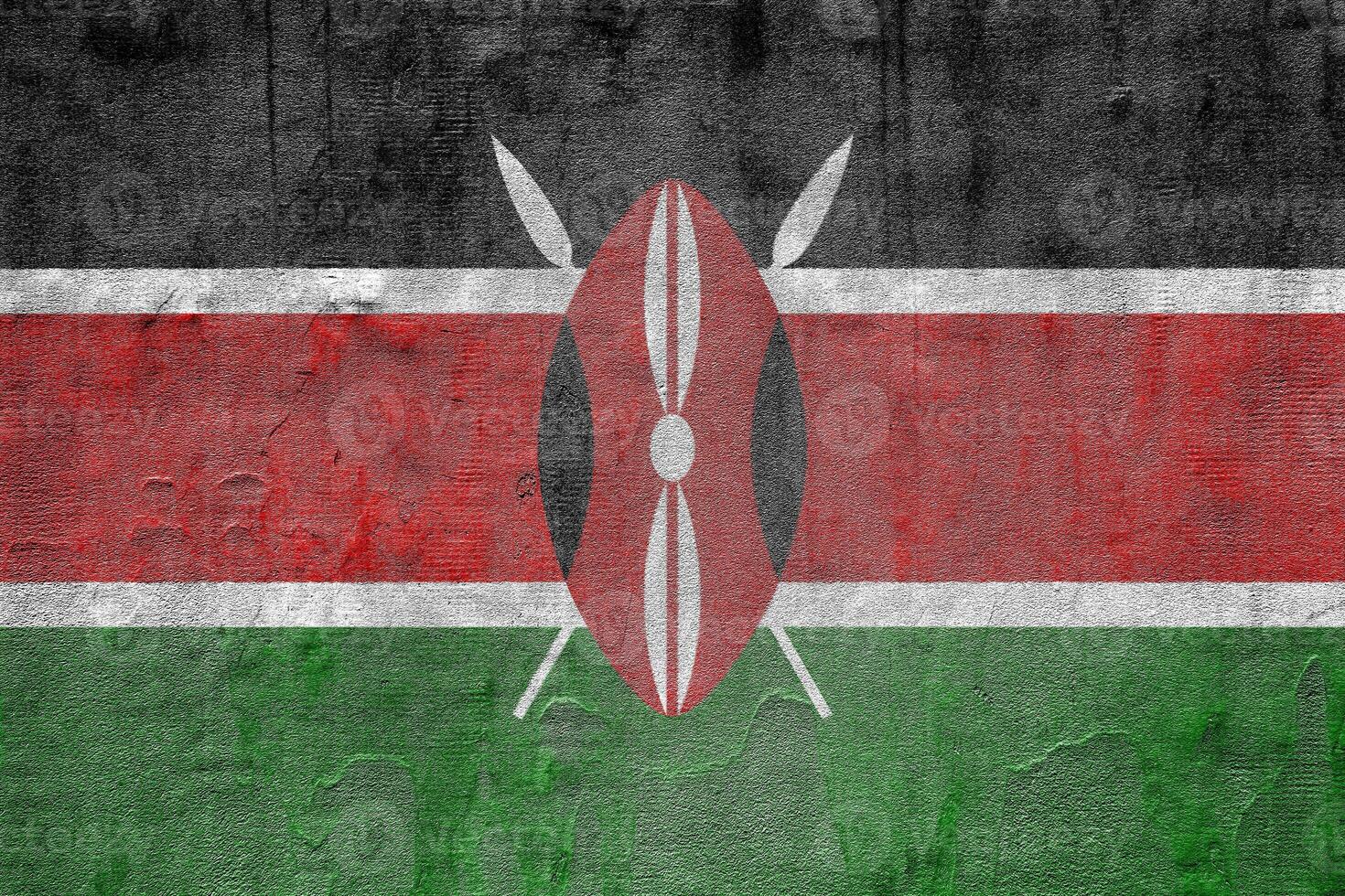 drapeau de république de Kenya sur une texturé Contexte. concept collage. photo