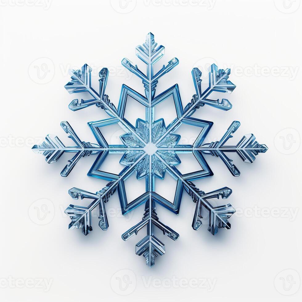 ai généré magnifique détaillé flocon de neige sur blanc Contexte. hiver, neige, congelé photo