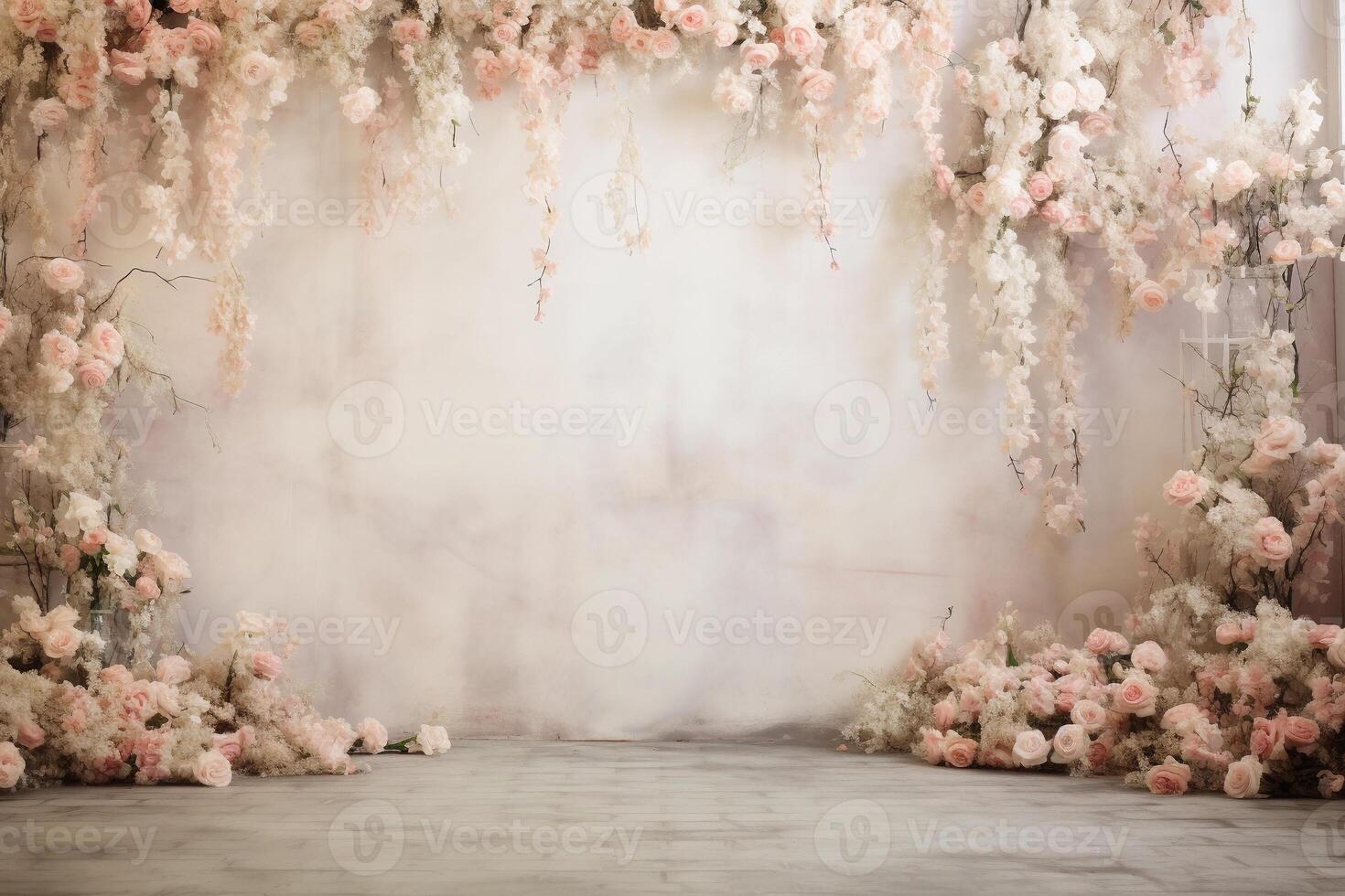 ai généré pastel fleur composition romantique Contexte avec copie espace. mariage, la Saint-Valentin journée. ai généré photo